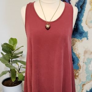 Nicole Miller, Shift dress, vintage red, MED, cut out back, soft material